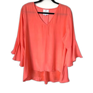 LaRoque Park Top 100% Silk in Coral (One Size)